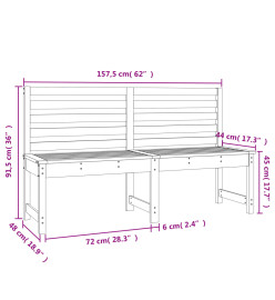 Banc de jardin 157,5 cm bois massif de pin