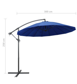 Parasol suspendu Bleu 3 m Mât en aluminium