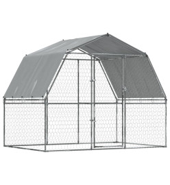 Cages pour chiens 2 pcs toit et porte argenté acier galvanisé