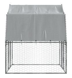 Cages pour chiens 2 pcs toit et porte argenté acier galvanisé