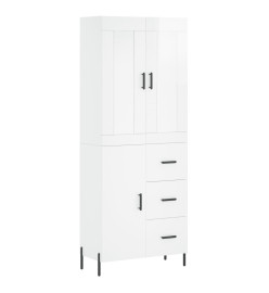 Buffet haut Blanc brillant 69,5x34x180 cm Bois d'ingénierie