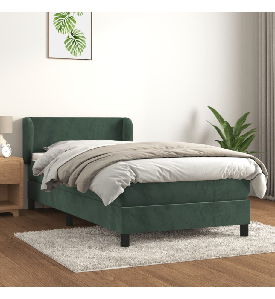 Sommier à lattes de lit avec matelas Vert foncé 100x200 cm Sommier à lattes de lit avec matelas Vert foncé 100x200 cm