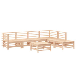 Salon de jardin 7 pcs avec coussins bois massif