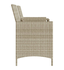 Canapé de jardin 2 places avec table tabourets gris clair rotin