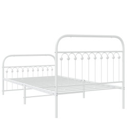 Cadre de lit métal avec tête de lit/pied de lit blanc 107x203cm