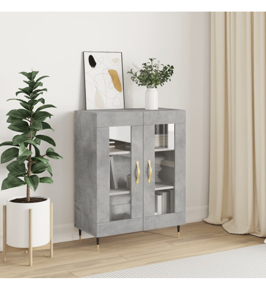 Buffet gris béton 69,5x34x90 cm bois d'ingénierie