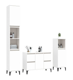 Ensemble de meubles salle de bain 3 pcs blanc bois d'ingénierie