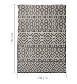 Tapis à tissage plat d'extérieur 120x170 cm Rayures noires