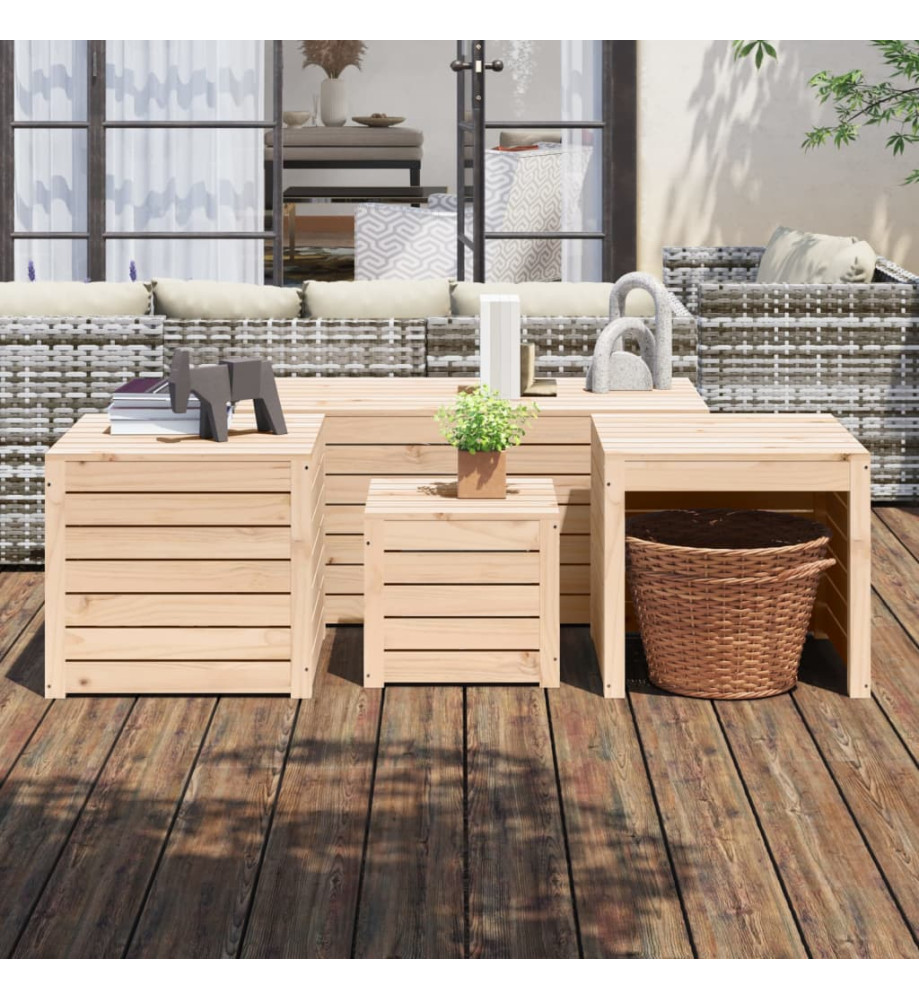 Ensemble de boîtes de jardin 4 pcs bois de pin massif