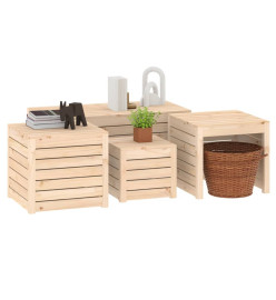 Ensemble de boîtes de jardin 4 pcs bois de pin massif