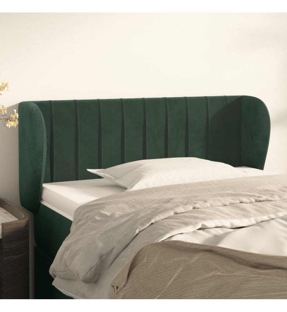 Tête de lit avec oreilles Vert foncé 83x23x78/88 cm Velours Tête de lit avec oreilles Vert foncé 83x23x78/88 cm Velours