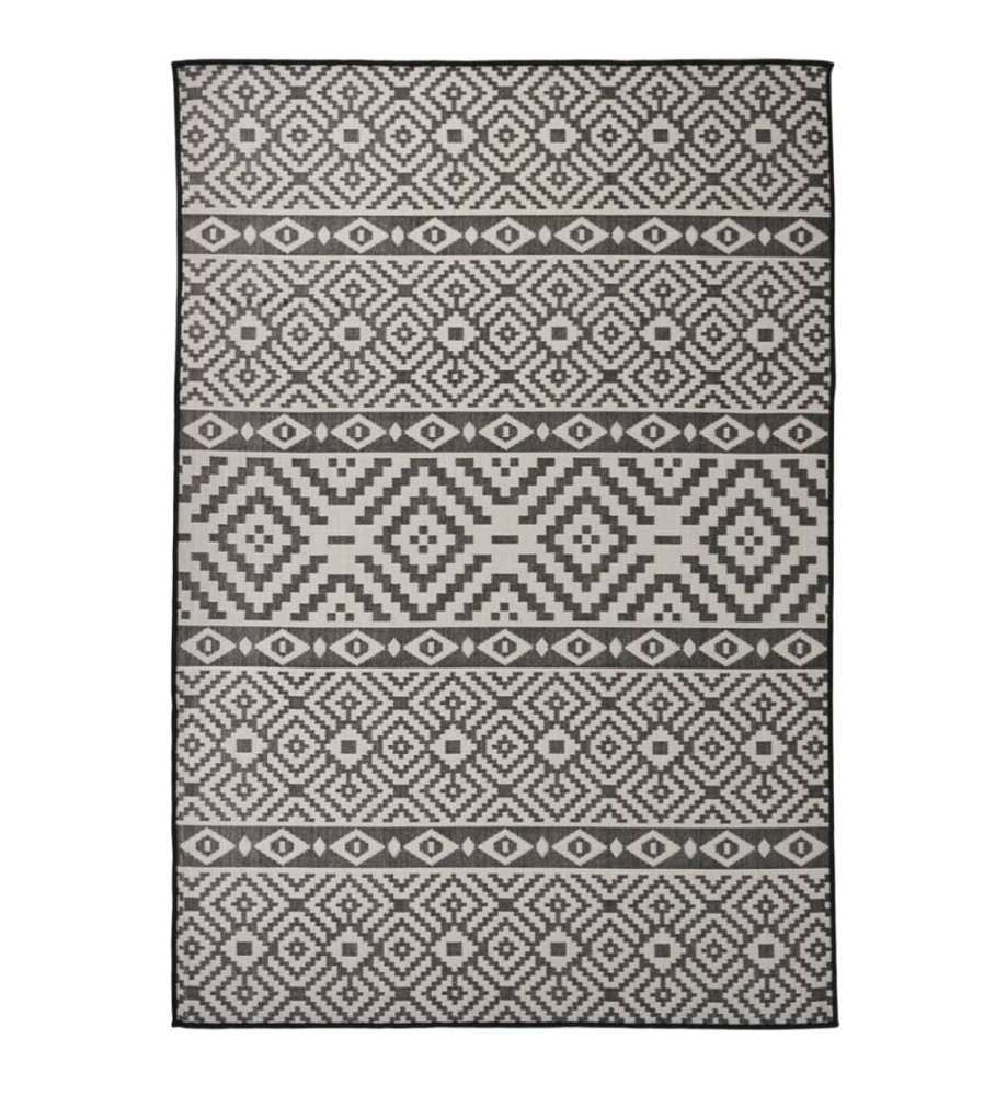 Tapis à tissage plat d'extérieur 160x230 cm Rayures noires