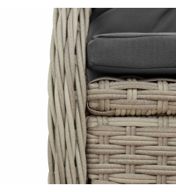 Ensemble à manger de jardin et coussins 5 pcs gris clair rotin