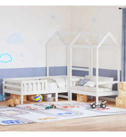Ensemble de lit et de banc avec toit 80x200 cm bois massif pin