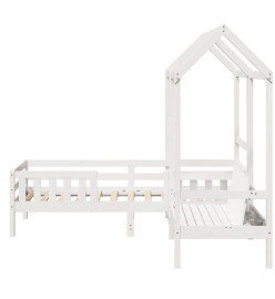 Ensemble de lit et de banc avec toit 80x200 cm bois massif pin