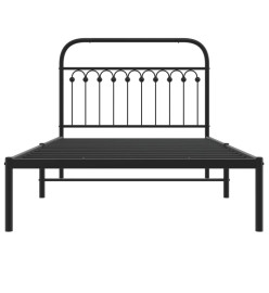 Cadre de lit métal avec tête de lit noir 107x203 cm