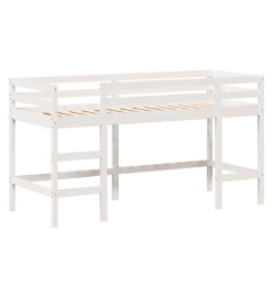 Lit superposé et échelle et toit blanc 80x200cm bois pin massif
