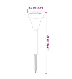 Lampes solaires d'allées et piquets de sol 12 pcs blanc