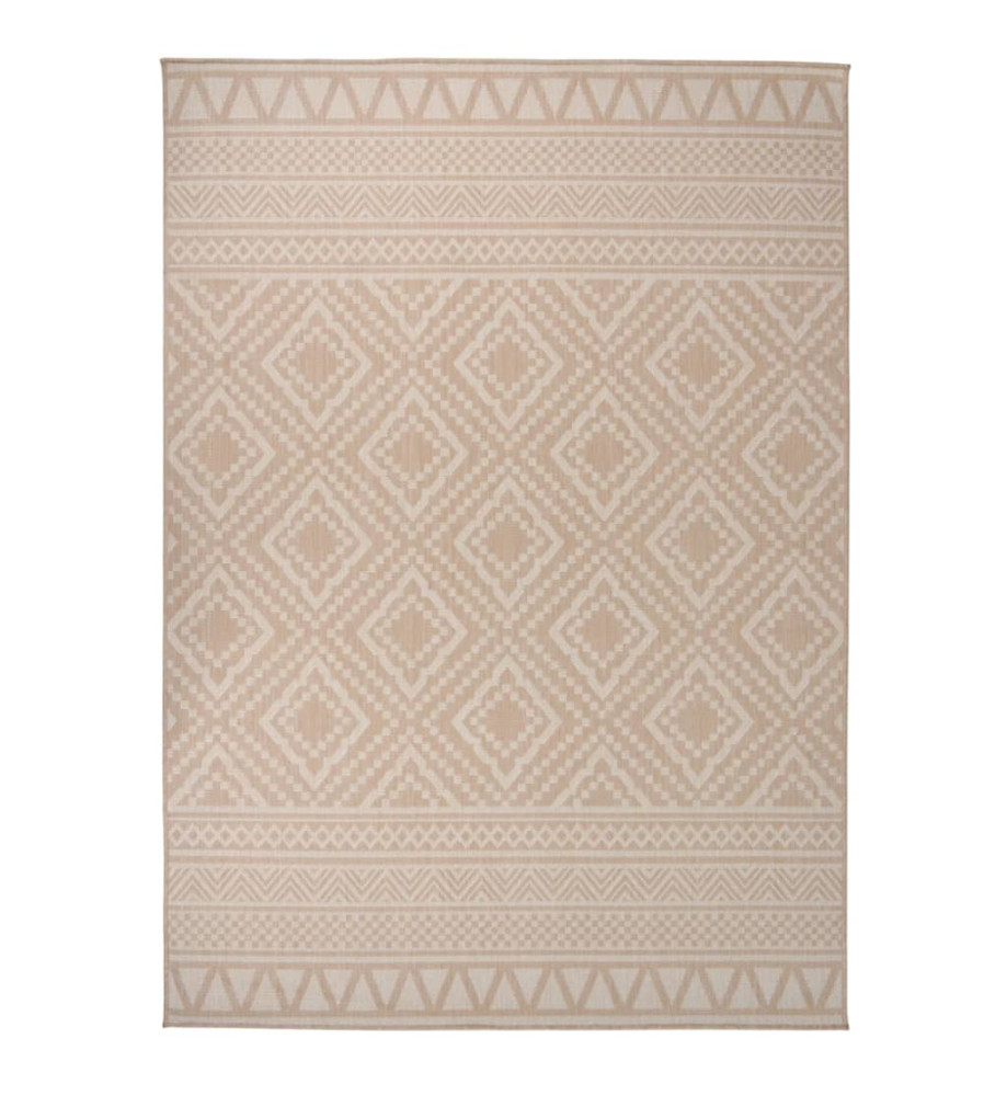 Tapis à tissage plat d'extérieur 120x170 cm Rayures brunes