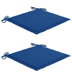 Chaises de jardin 2 pcs avec coussins bleu royal Bois de teck