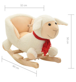 Mouton à bascule avec dossier Peluche 60x32x50 cm Blanc