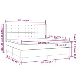 Sommier à lattes de lit matelas et LED Taupe 200x200 cm Tissu