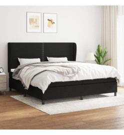 Sommier à lattes de lit avec matelas Noir 200x200 cm Tissu