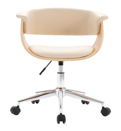 Chaise pivotante de bureau Crème Bois courbé et similicuir