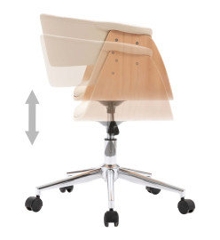 Chaise pivotante de bureau Crème Bois courbé et similicuir