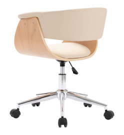 Chaise pivotante de bureau Crème Bois courbé et similicuir