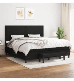 Sommier à lattes de lit avec matelas Noir 200x200 cm Tissu