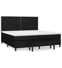 Sommier à lattes de lit avec matelas Noir 200x200 cm Tissu