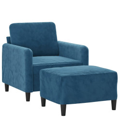 Fauteuil avec repose-pied Bleu 60 cm Velours