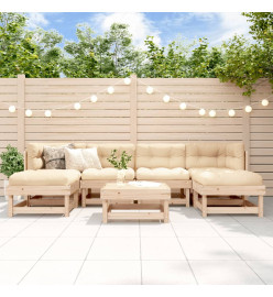 Salon de jardin 7 pcs avec coussins bois massif