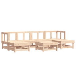 Salon de jardin 7 pcs avec coussins bois massif