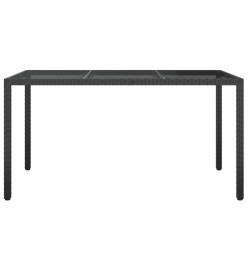 Table de jardin 150x90x75cm Verre trempé et résine tressée Noir