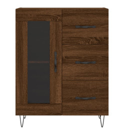 Buffet haut Chêne marron 69,5x34x180 cm Bois d'ingénierie