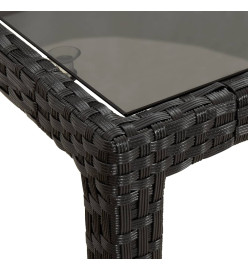 Table de jardin 150x90x75cm Verre trempé et résine tressée Noir