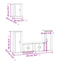 Ensemble de meubles TV 5 pcs Chêne fumé Bois d'ingénierie