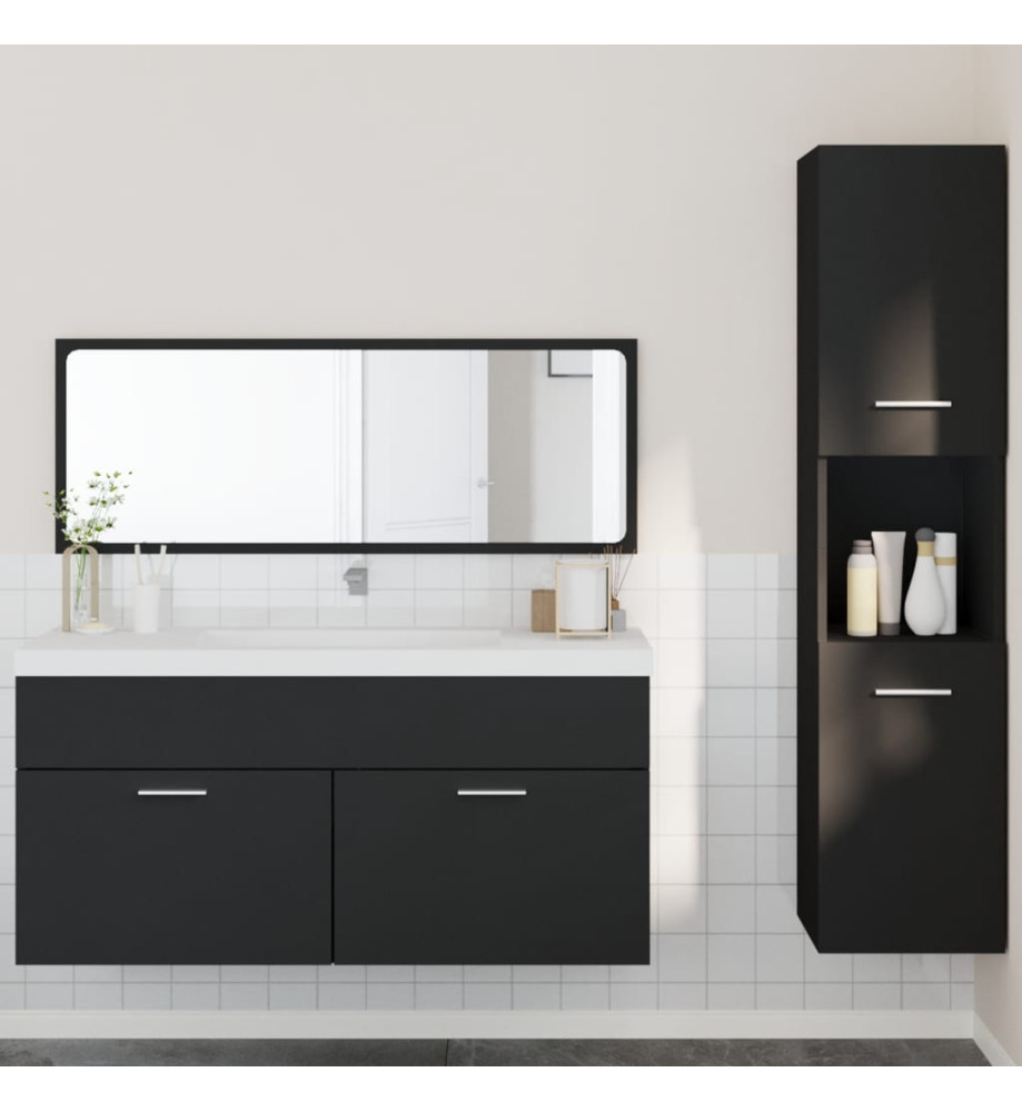 Ensemble de meubles salle de bain 3 pcs noir bois d'ingénierie