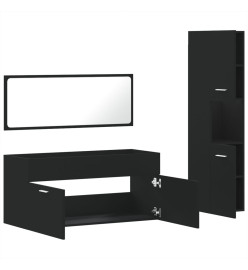 Ensemble de meubles salle de bain 3 pcs noir bois d'ingénierie