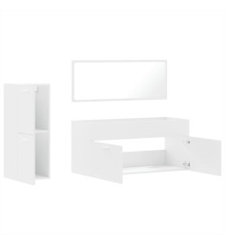 Ensemble de meubles salle de bain 3 pcs blanc bois d'ingénierie