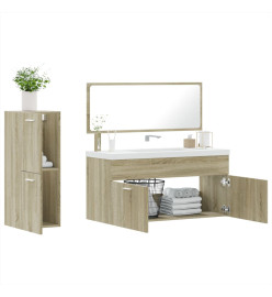 Ensemble de meubles de salle de bain 3 pcs chêne sonoma