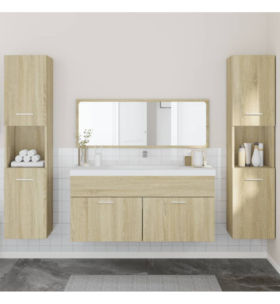 Ensemble de meubles de salle de bain 4 pcs chêne sonoma