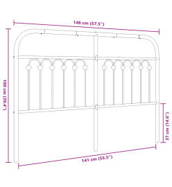 Tête de lit métal noir 140 cm