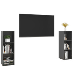 Meubles TV 2 pcs Gris brillant 107x35x37 cm Aggloméré