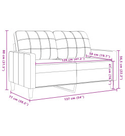 Canapé à 2 places Gris foncé 120 cm Velours