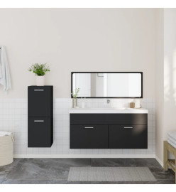 Ensemble de meubles salle de bain 3 pcs noir bois d'ingénierie