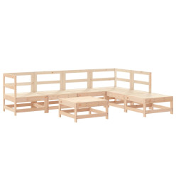 Salon de jardin 7 pcs avec coussins bois massif