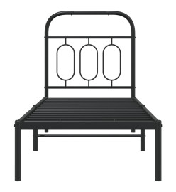Cadre de lit métal avec tête de lit noir 75x190 cm